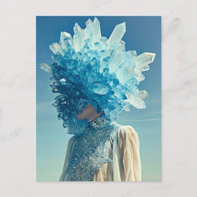 Cartão Postal De Festividades Cristalina Adorada com Cristais Minerais (Frente)