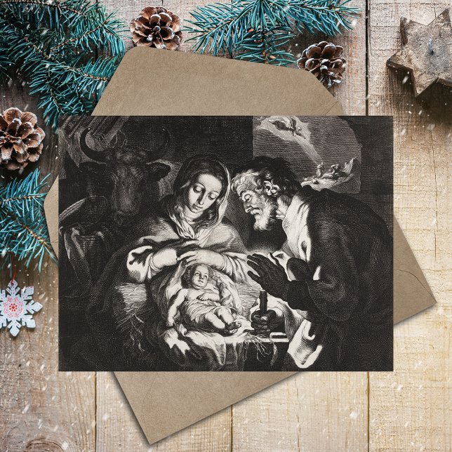 Cartão Postal De Festividades Cristo católico de Natal (Vintage Traditional Religious Christian Catholic Christmas Nativity Scene Manger Holiday Postcard)