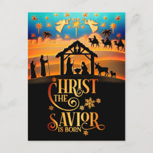 Cartão Postal De Festividades Cristo O Salvador Nasceu" Natal Nascimento