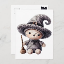 Cartão Postal De Festividades Crochet Cute Witch