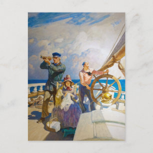 Cartão Postal De Festividades Cruzeiros por Newell Convers Wyeth