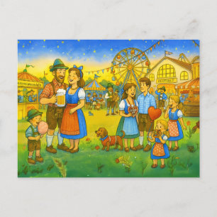 Cartão Postal De Festividades Cultura bávaro Oktoberfest com Fair