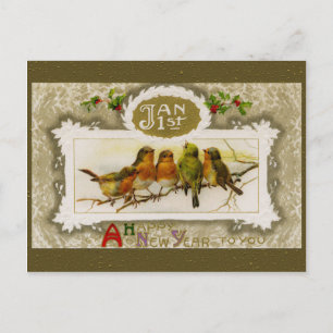 Cartão Postal De Festividades Cumprimento do ano novo do vintage