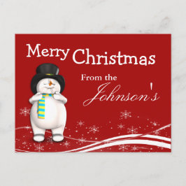 Cartão Postal De Festividades Cumprimento do Natal do boneco de neve dos