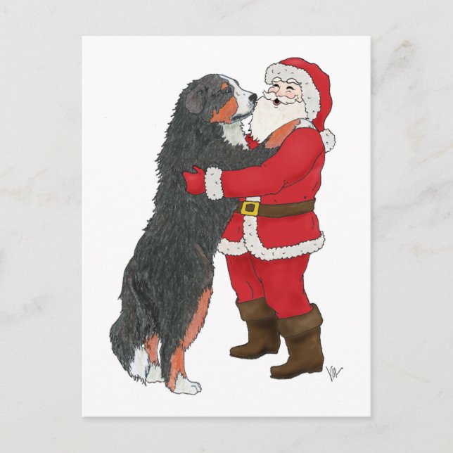 Cartão Postal De Festividades Cumprimento do Natal do cão de montanha de Bernese (Frente)