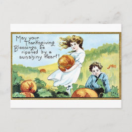 Cartão Postal De Festividades Cumprimentos de Dia de Ação de Graças Antigos