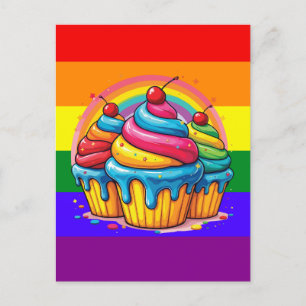 Cartão Postal De Festividades Cupcake arco-íris LGBTQ