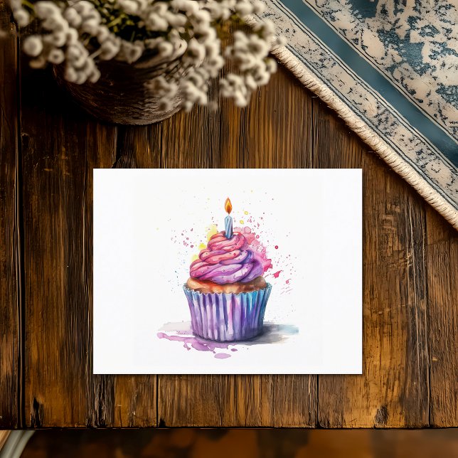 Cartão Postal De Festividades Cupcake de aniversário (Criador carregado)