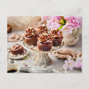 Cartão Postal De Festividades Cupcakes de Chocolate Saboroso Bairthdaycake