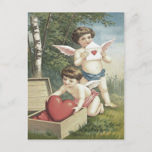 Cartão Postal De Festividades Cupid Cherub Angel Box Namorados