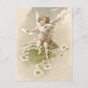 Cartão Postal De Festividades Cupid Cherub Angel Namorados Daisy