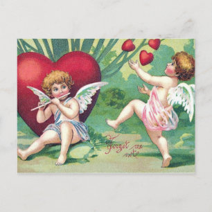 Cartão Postal De Festividades Cupídeos Retrorboladores Corações Namorados Da Vin
