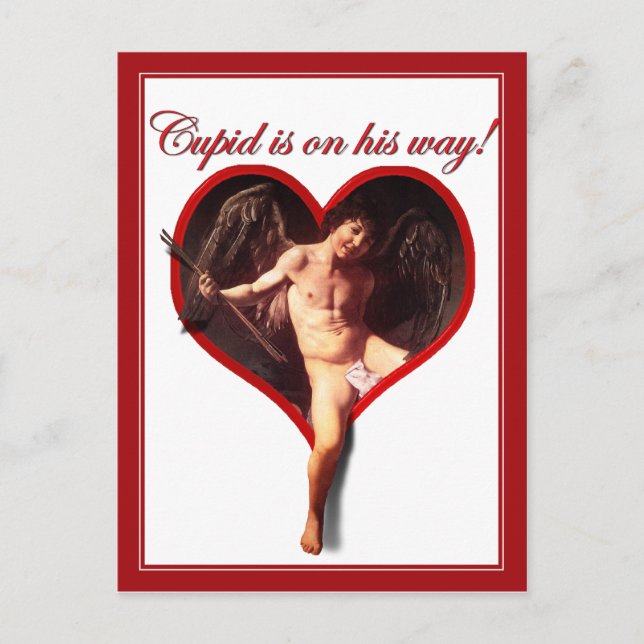 Cartão Postal De Festividades Cupido de Caravaggio está chegando para Dia de os  (Frente)