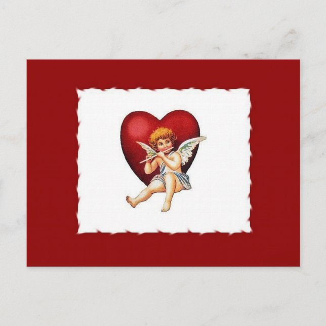 Cartão Postal De Festividades Cupido e sua flauta - Cartão-postal de Namorados (Frente)