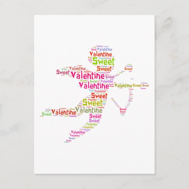 Cartão Postal De Festividades Cupido Namorados Colorido Doce (Frente)