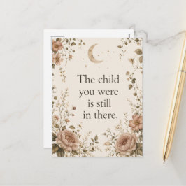 Cartão Postal De Festividades Cura do Filho Interior Impressão de Citação Floral