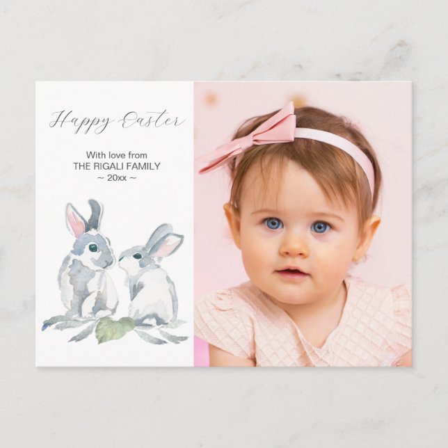 Cartão Postal De Festividades Custom Easter Photo Cards Online with Bunny (Frente)