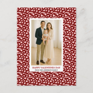 Cartão Postal De Festividades Custom Family Photo Hearts Pattern Valentine's Day