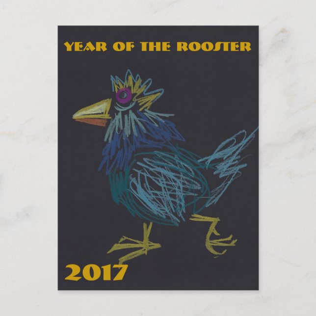 Cartão Postal De Festividades Custom Funny Chinese Rooster Year Postcard (Frente)