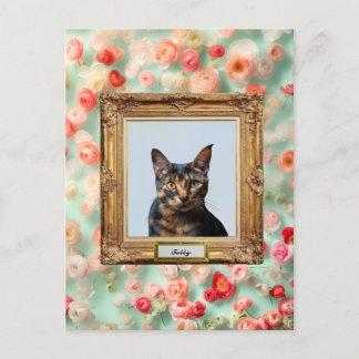 Cartão Postal De Festividades Custom Pet Portrait Postcard – Your Cat in a Frame