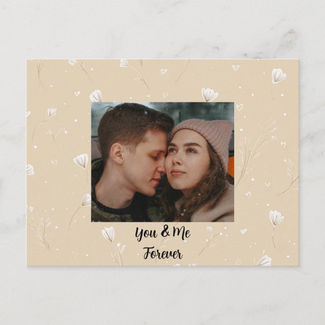 Cartão Postal De Festividades Custom “You & Me Forever” Photo Valentine Card (Frente)