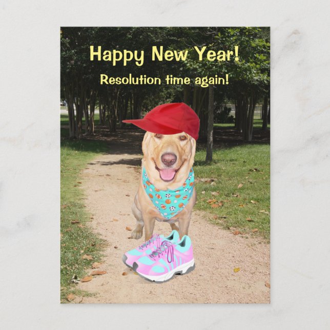 Cartão Postal De Festividades Customizable Funny Dog New Year Resolution (Frente)