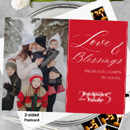 Cartão Postal De Festividades Customized Family Name 1 Photo Year Elegant Script