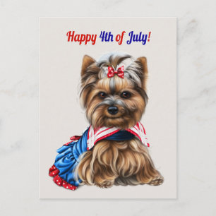 Cartão Postal De Festividades Cute 4 de julho Schnauzer Puppy