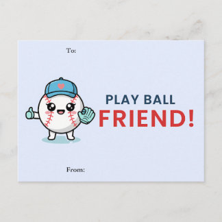Cartão Postal De Festividades Cute Baseball Classroom Valentine Card
