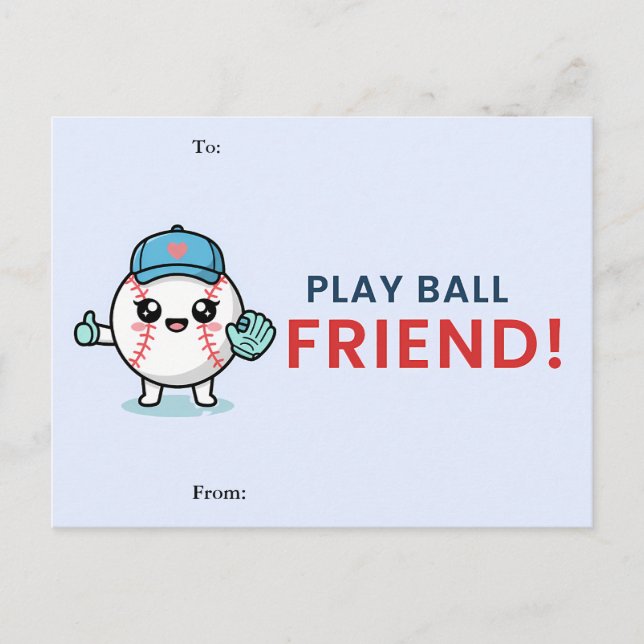 Cartão Postal De Festividades Cute Baseball Classroom Valentine Card (Frente)