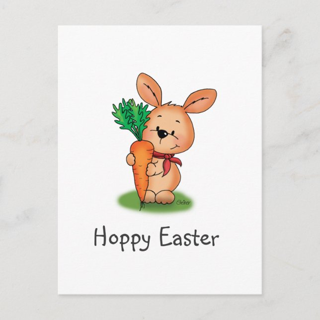 Cartão Postal De Festividades Cute Bunny Easter Postcard Happy Easter (Frente)