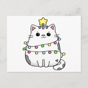 Cartão Postal De Festividades Cute Cat Christmas design 