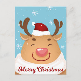 Cartão Postal De Festividades Cute Customizable Merry Christmas Reindeer Card