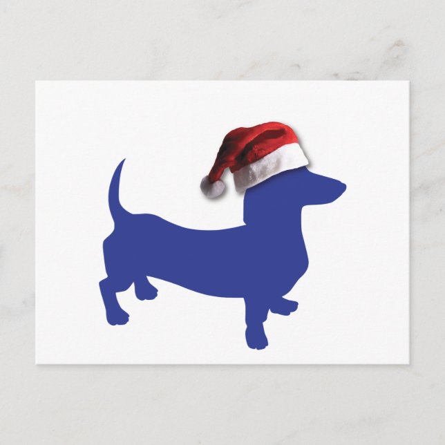 Cartão Postal De Festividades Cute Dachshund in a Santa Hat (Frente)
