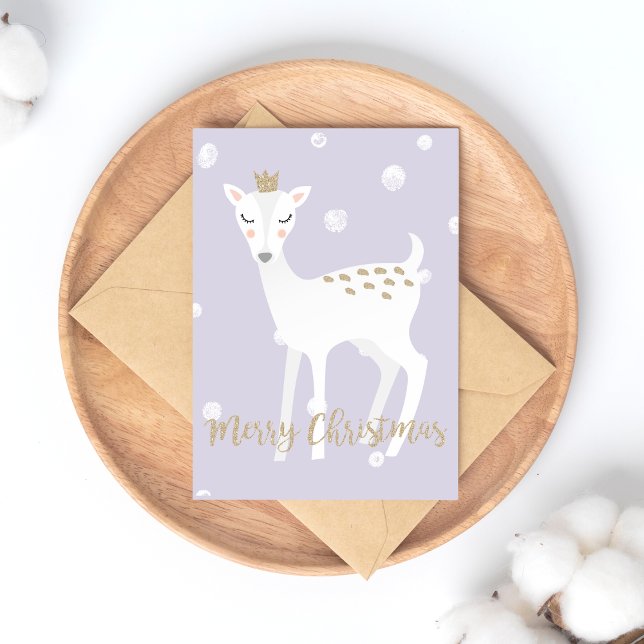 Cartão Postal De Festividades Cute Deer - Cartão-postal de Natal Lilac (Criador carregado)