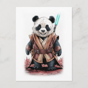 Cartão Postal De Festividades Cute e engraçado design de Panda em um Branco