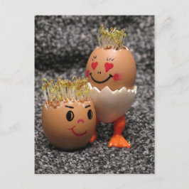 Cartão Postal De Festividades Cute Easter Couple- Eggs With Hair