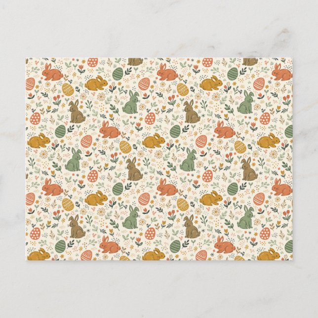 Cartão Postal De Festividades Cute Hand Drawn Spring Bunnies Postcard (Frente)