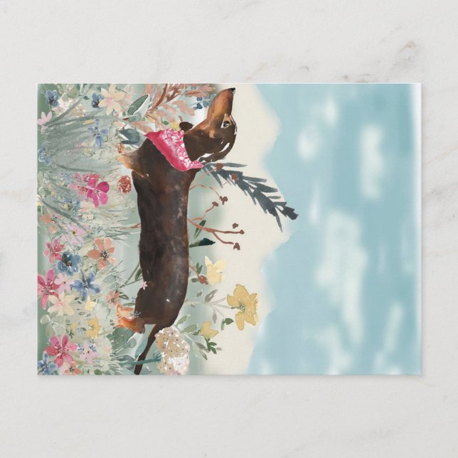 Cartão Postal De Festividades Cute little Dachshund (Frente)