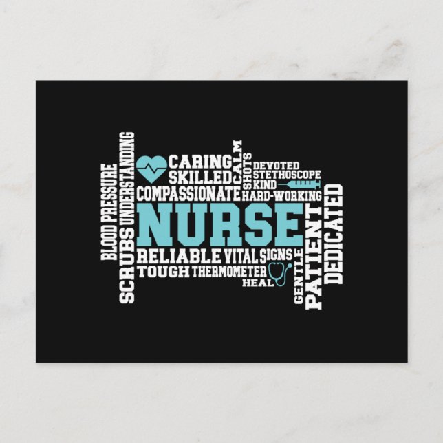 Cartão Postal De Festividades Cute Nurse RN LVN Nursing School Medical (Frente)