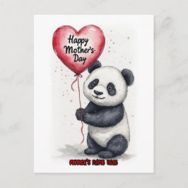 Cartão Postal De Festividades Cute Panda wishes you a Happy Mother's Day on a
