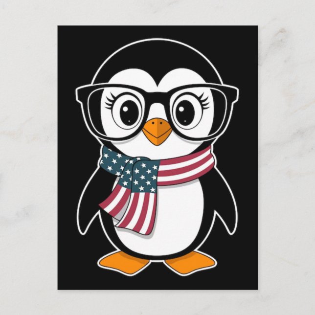 Cartão Postal De Festividades Cute Penguin Coffee Lover Emotional Cartoon Design (Frente)