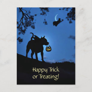 Cartão Postal De Festividades Cute Pitbull Vampiro Costume Halloween