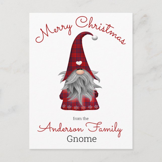 Cartão Postal De Festividades Cute Rustic Personalized Christmas Gnome Elf (Frente)