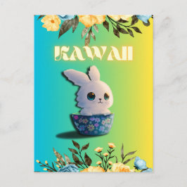 Cartão Postal De Festividades cute spring rabbit with flowers for easter