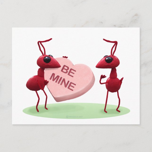 Cartão Postal De Festividades Cute Valentines' Day Ants (Frente)