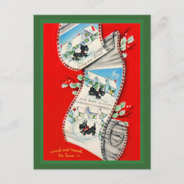 Cartão Postal De Festividades Cute Vintage Scottie Dogs