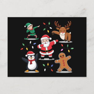 Cartão Postal De Festividades Dabbing Papais noeis Elf Amigos Natal Dab