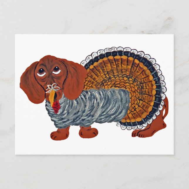 Cartão Postal De Festividades Dachshund Ação de Graças Turquia (Frente)