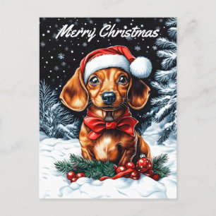 Cartão Postal De Festividades Dachshund Christmas